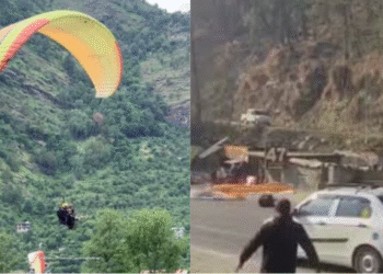 Manali हाईवे पर पैराग्लाइडर की इमरजेंसी लैंडिंग, टला बड़ा हादसा