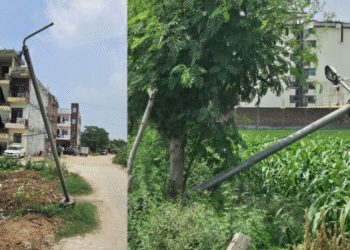 Bishanpur में जर्जर स्ट्रीट लाइट पोलों से खतरा