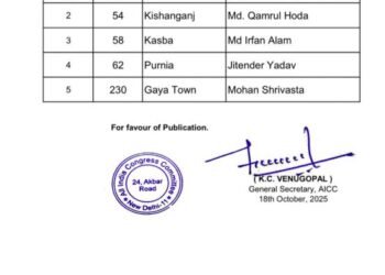 बिहार विधानसभा चुनाव 2025: कांग्रेस ने जारी की दूसरी उम्मीदवार सूची, पांच सीटों पर घोषित किए नाम