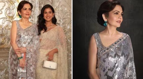 मनीष मल्होत्रा के घर पर हुई पार्टी में नीता अंबानी का रॉयल लुक: 15 करोड़ के पर्स ने खींचा सबका ध्यान, सिल्वर सीक्विन साड़ी में आईं नजर