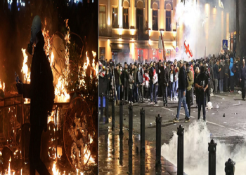 जॉर्जिया में ऐतिहासिक सरकार विरोधी प्रदर्शन, राष्ट्रपति भवन में घुसने का प्रयास EU और रूस को लेकर तनावपूर्ण प्रदर्शन , 5 गिरफ्तार रूसी झंडा जलाया गया