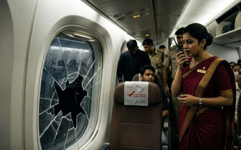 Air India Flight में बवाल, शीशा तोड़ा